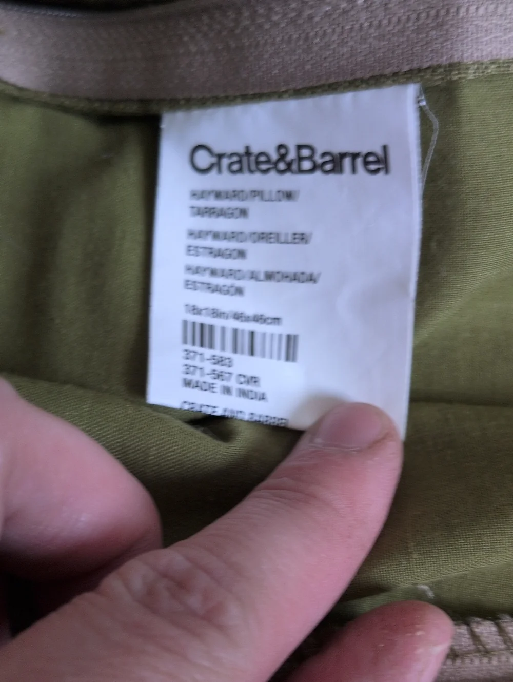 Crate&Barrel Hayward Tarragon Green Silk 18